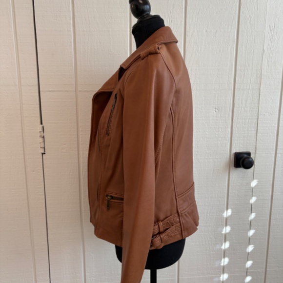 Michael Kors Brown Leather Jacket Size Small - Picture 2 of 7
